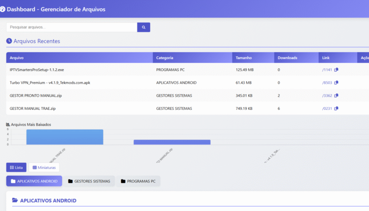 Gerenciador de Download com Link Encurtado