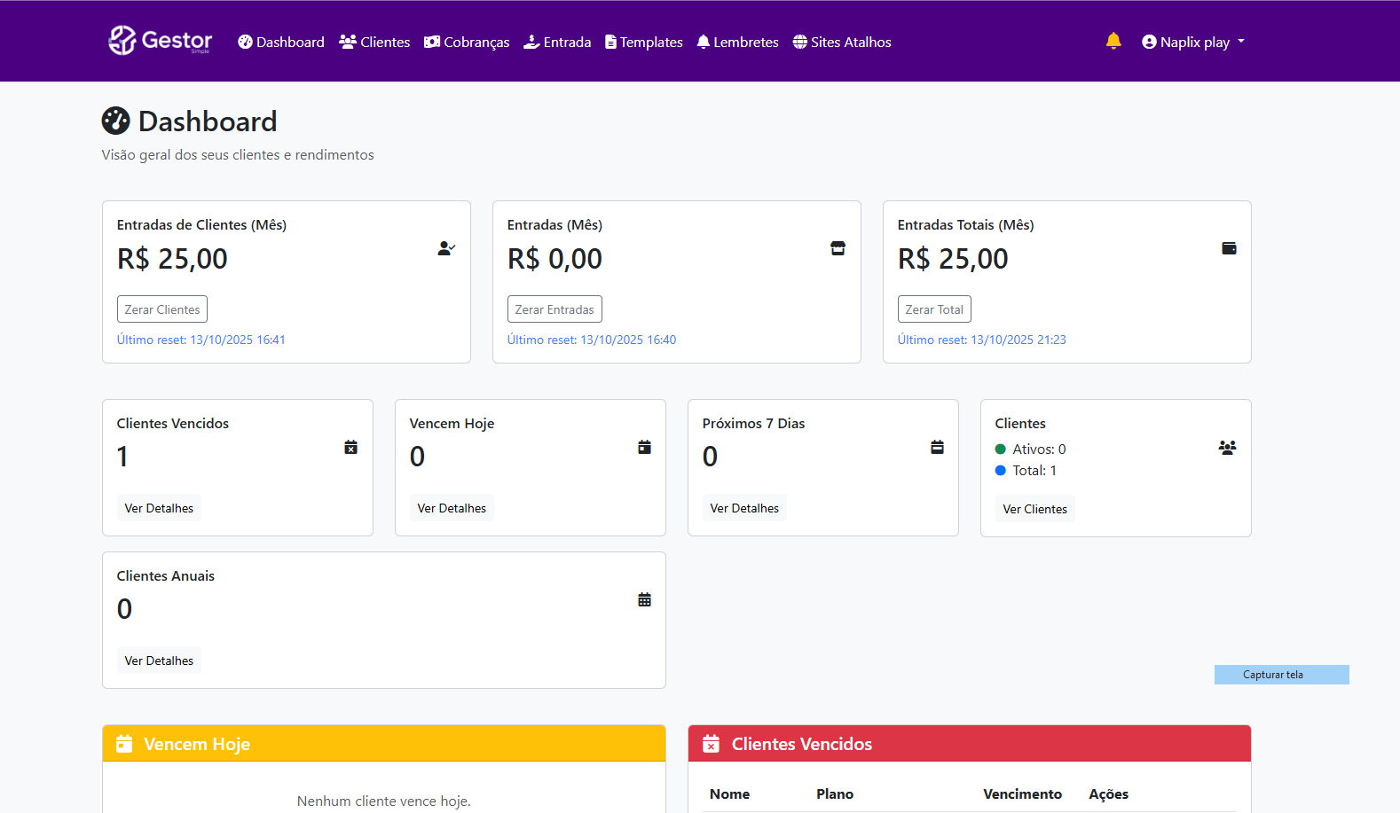 Gestor de Clientes Rastreamento Veicular – cobrança Manual