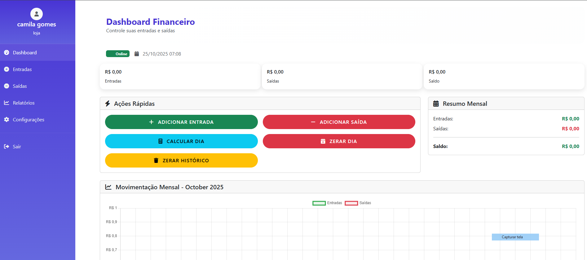 Controle de Caixa com Envio de Relatório Diário via WhatsApp